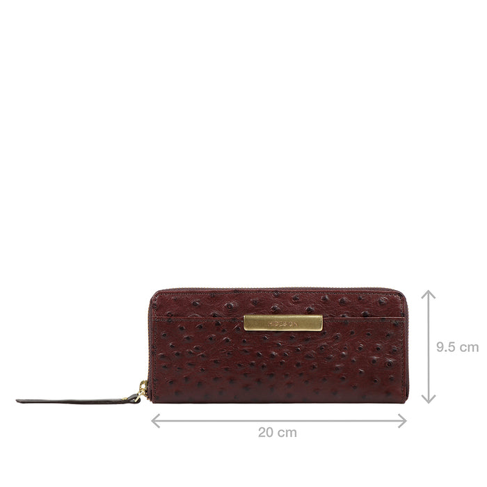 Maple W2 Sb Brown Leather Zip Around Wallet