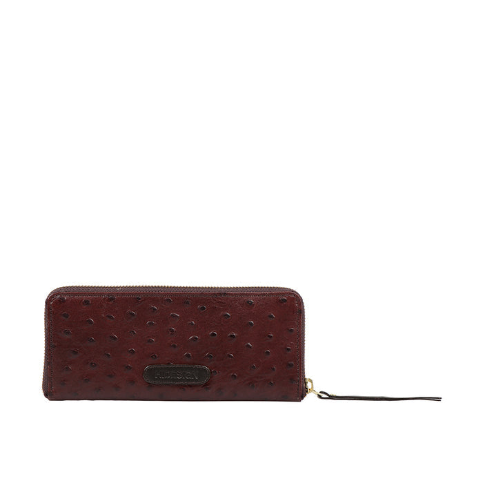 Maple W2 Sb Brown Leather Zip Around Wallet