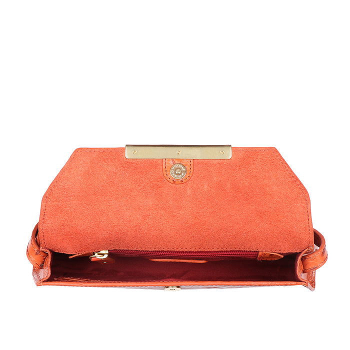 Mariah 04 Orange Leather Shoulder Bag