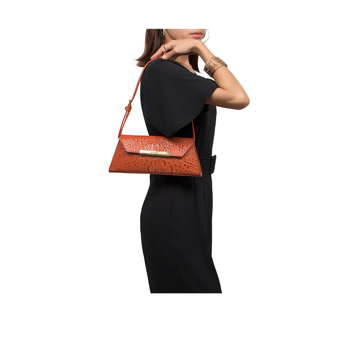 Mariah 04 Orange Leather Shoulder Bag