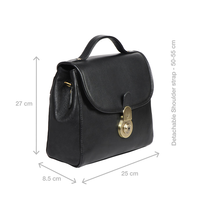 Marina Black Leather Satchel