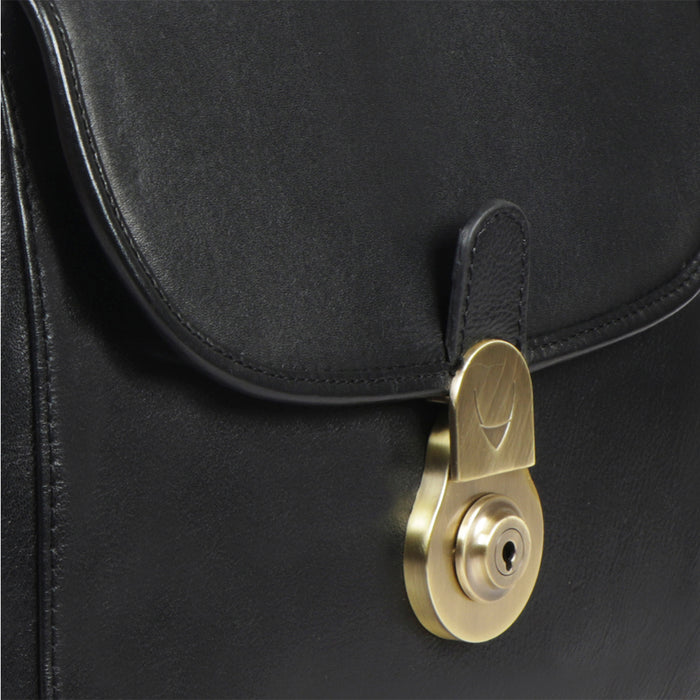 Marina Black Leather Satchel