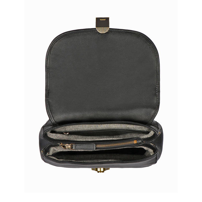 Marina Black Leather Satchel