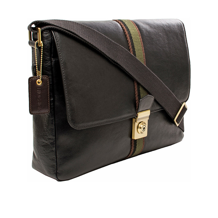 Marley 03 Black Leather  Messenger Bag