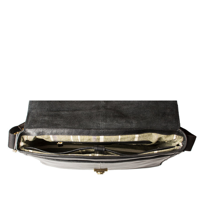 Marley 03 Black Leather  Messenger Bag