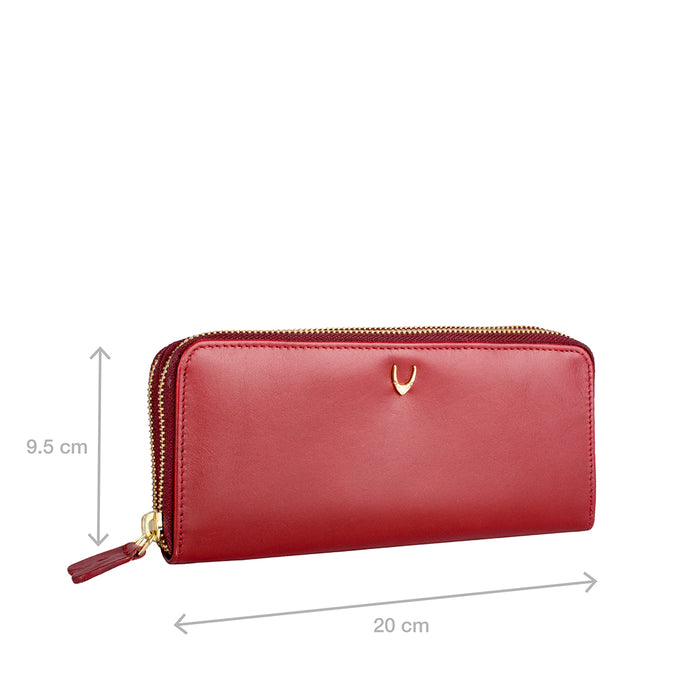 Martina Red Leather Double Zip Around Wallet