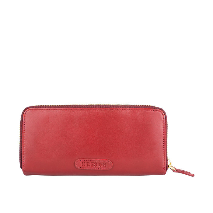 Martina Red Leather Double Zip Around Wallet
