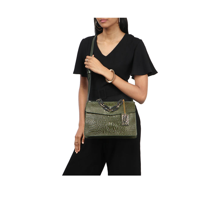 Martini 02 Green Leather Crossbody