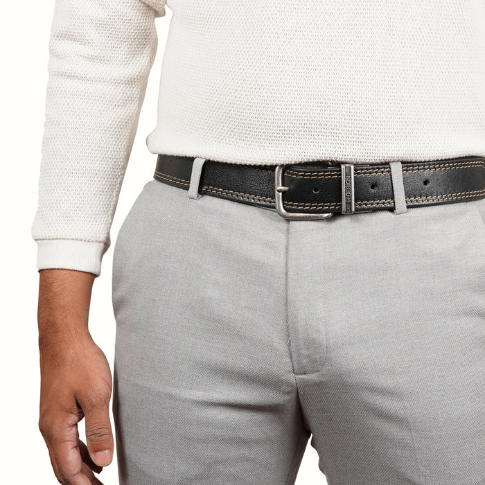 Mateo Adrian Men's Black Reversible Leather Belt