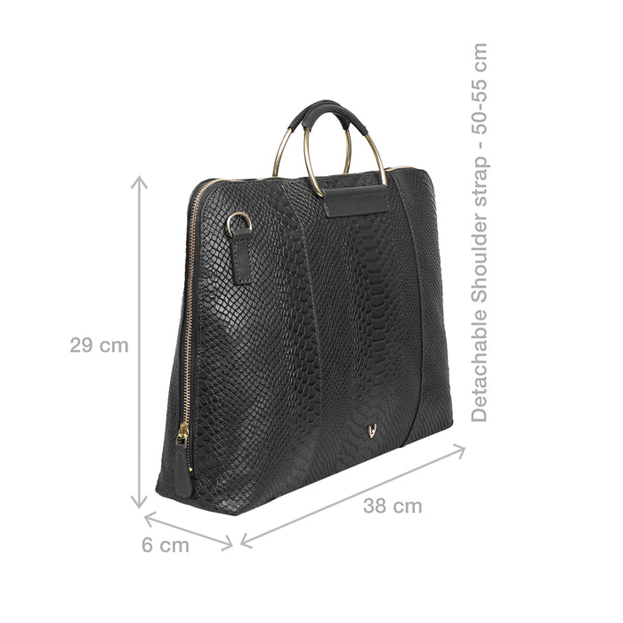Matilda 01 Sb Black Leather Laptop Bag