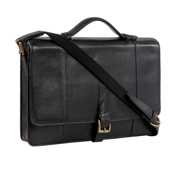 Maverick 01 Black Leather  Briefcase