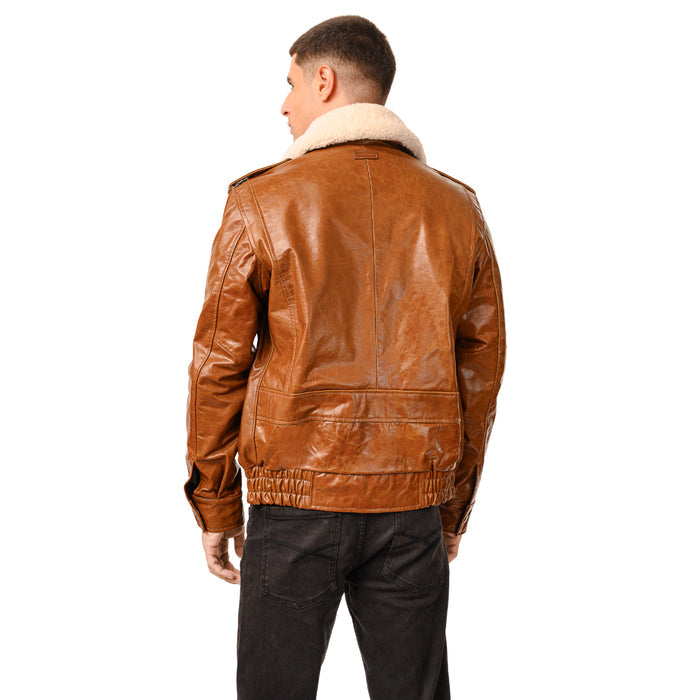 Maverick 01 Men's Tan Flight Style Leather Jacket