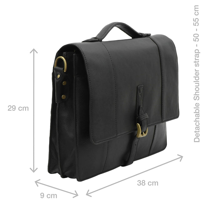 Maverick 02 Black Leather  Briefcase