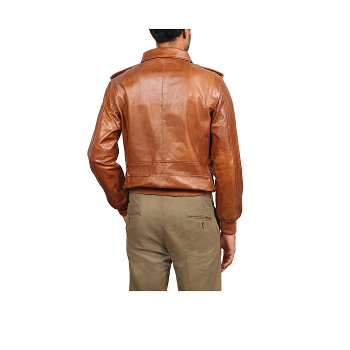 Maverick Men's M Flight Style Leather Jacket