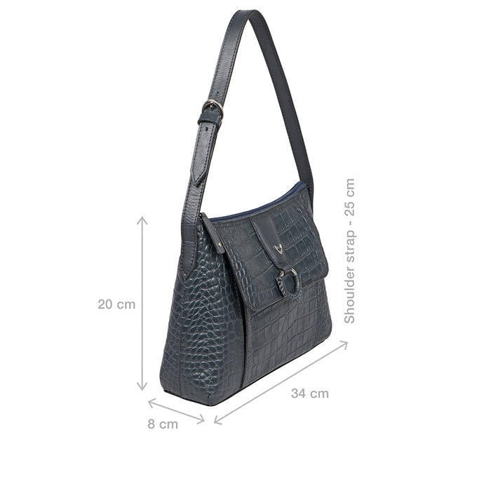 Medallin 02 Blue Leather Shoulder Bag