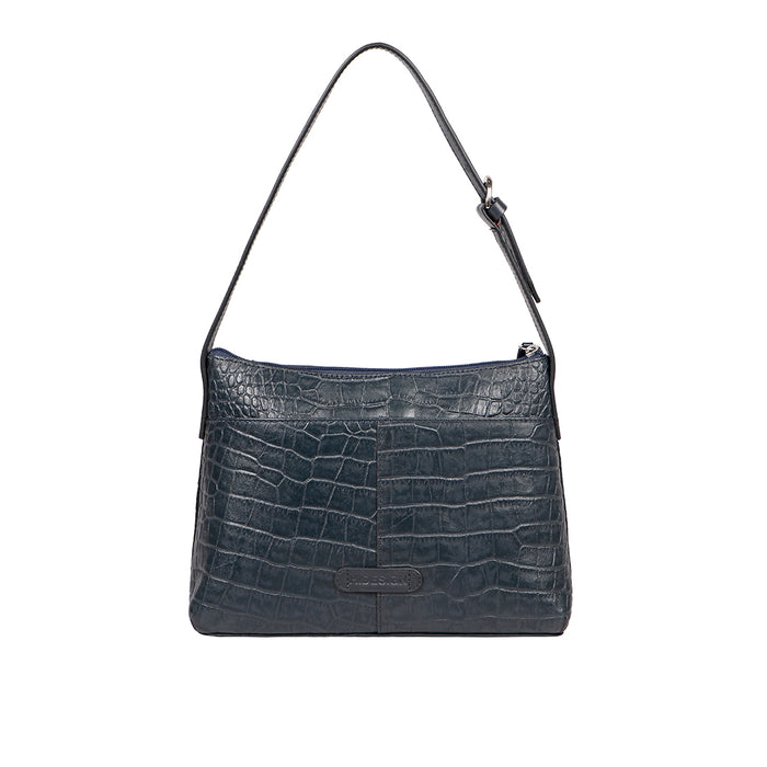 Medallin 02 Blue Leather Shoulder Bag