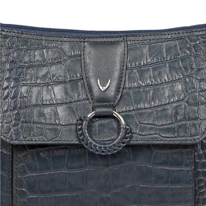 Medallin 02 Blue Leather Shoulder Bag