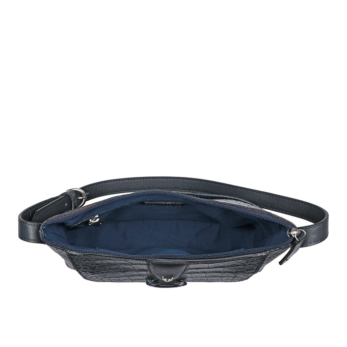 Medallin 02 Blue Leather Shoulder Bag