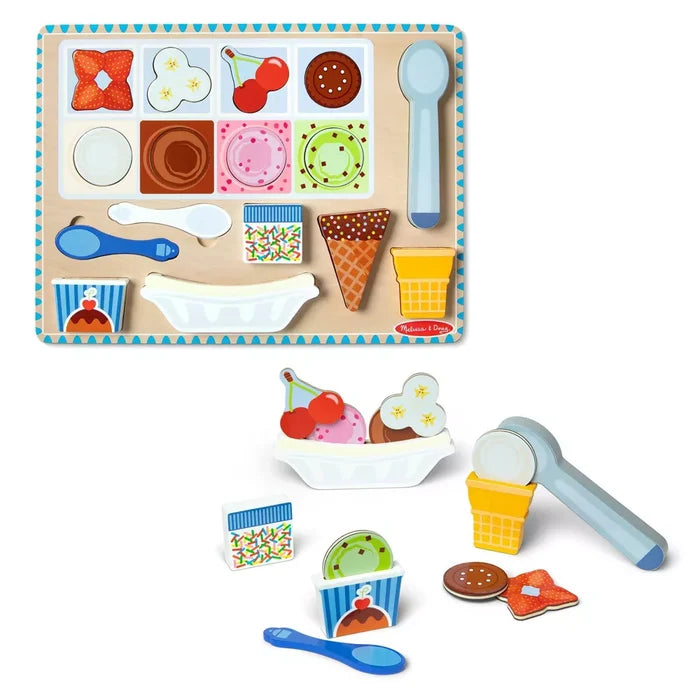 Melissa & Doug - Wooden Ice Cream Magnetic Puzzle Play