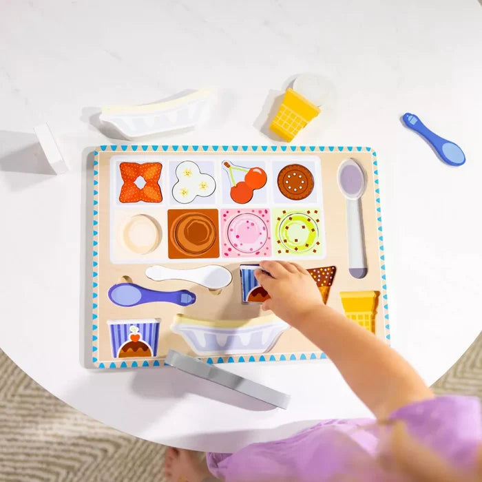 Melissa & Doug - Wooden Ice Cream Magnetic Puzzle Play