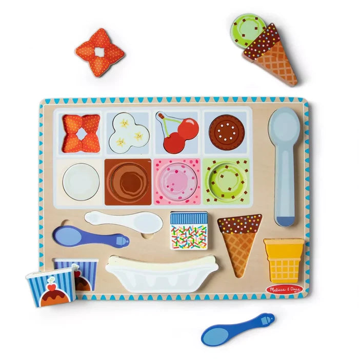 Melissa & Doug - Wooden Ice Cream Magnetic Puzzle Play
