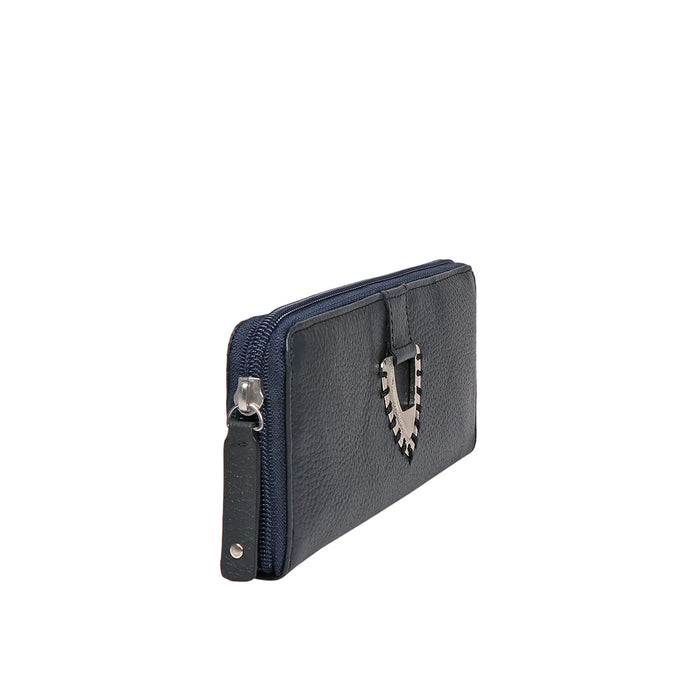 Mendoza W4 Blue Leather Zip Around Wallet