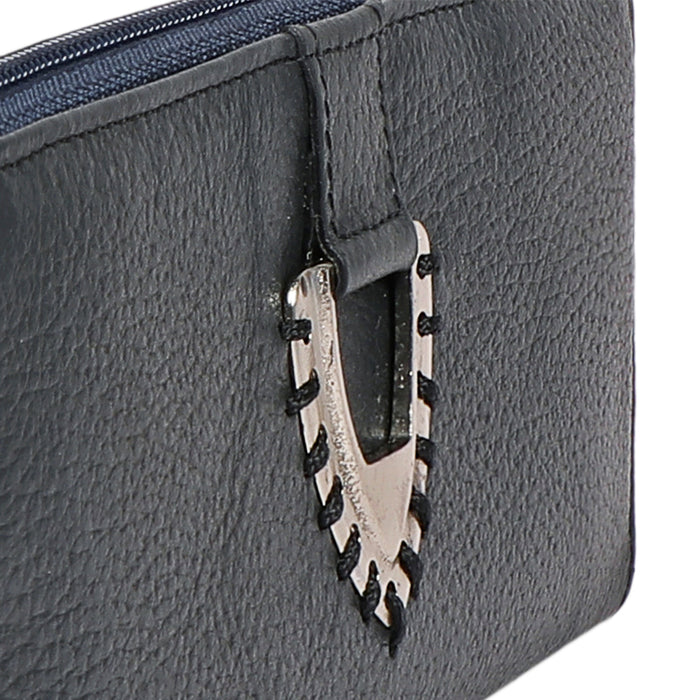 Mendoza W4 Blue Leather Zip Around Wallet