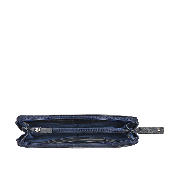 Mendoza W4 Blue Leather Zip Around Wallet