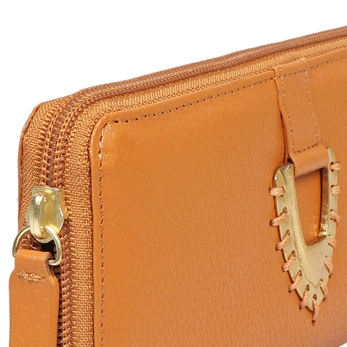 Mendoza W4 Yellow Leather Zip Around Wallet