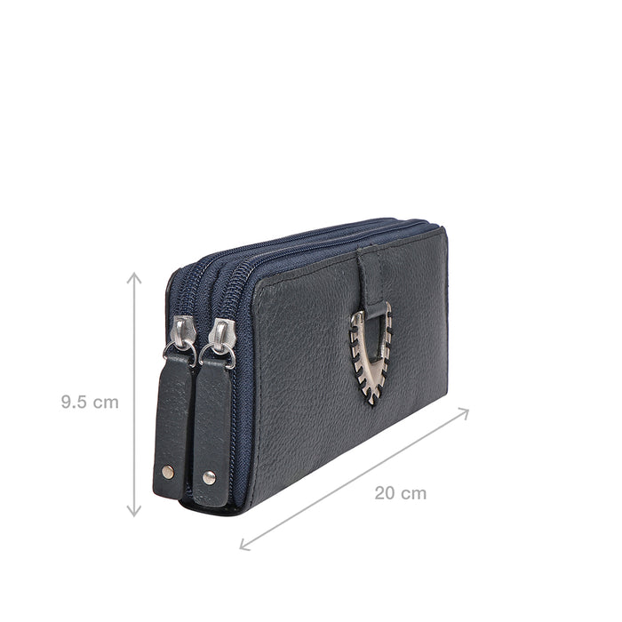 Mendoza W5 Blue Leather Double Zip Around Wallet