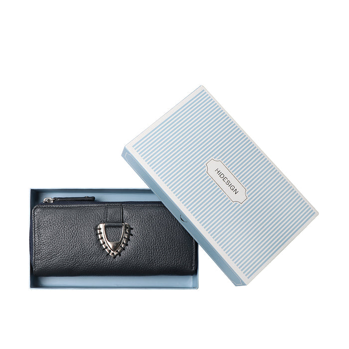 Mendoza W5 Blue Leather Double Zip Around Wallet