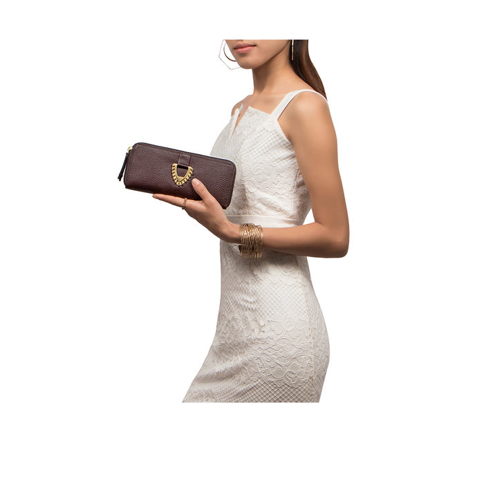 Mendoza W5 Brown Leather Double Zip Around Wallet