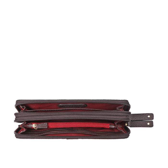 Mendoza W5 Brown Leather Double Zip Around Wallet
