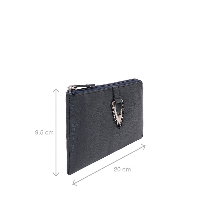 Mendoza W7 Blue Leather Zip Around Wallet