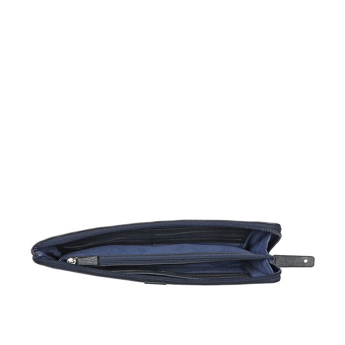 Mendoza W7 Blue Leather Zip Around Wallet