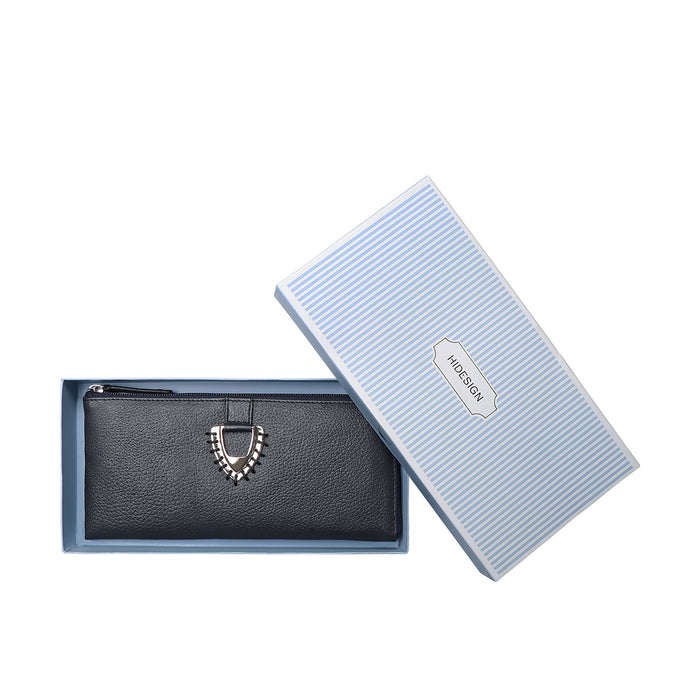 Mendoza W7 Blue Leather Zip Around Wallet