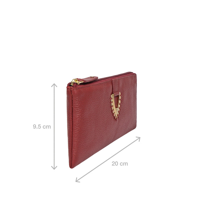 Mendoza W7 Red Leather Zip Around Wallet