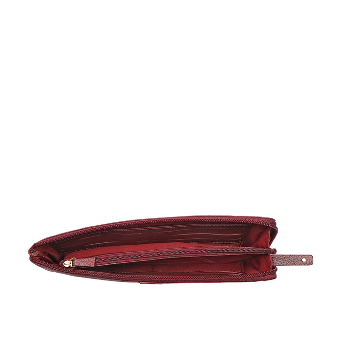 Mendoza W7 Red Leather Zip Around Wallet