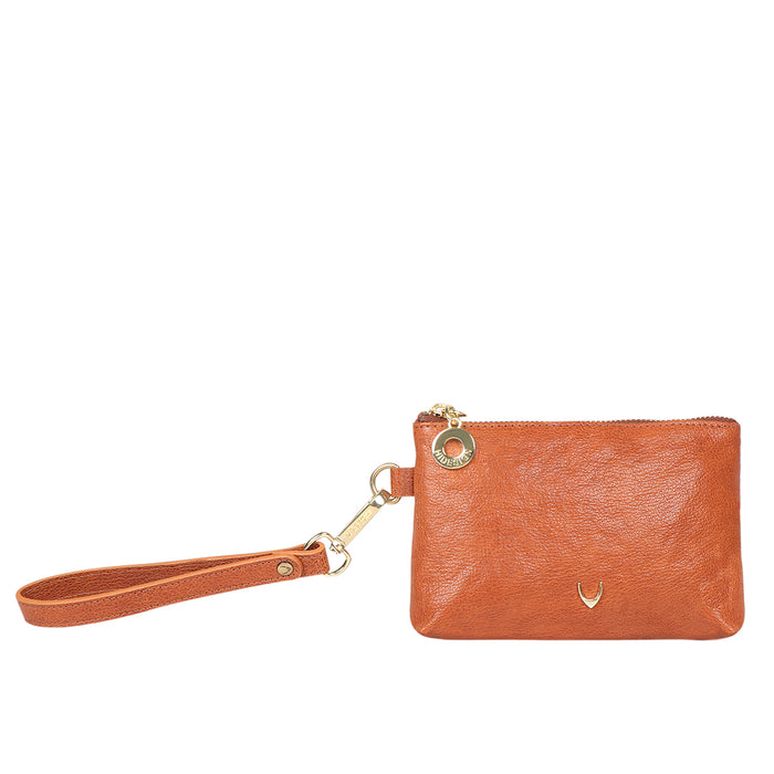 Merry Orange Leather Wrist Pouch