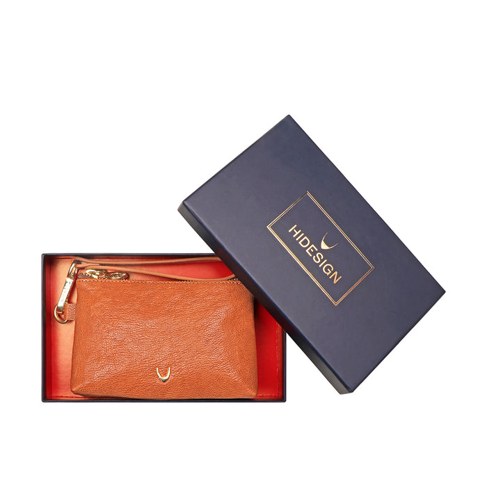 Merry Orange Leather Wrist Pouch