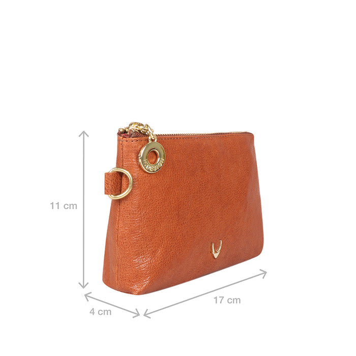 Merry Orange Leather Wrist Pouch