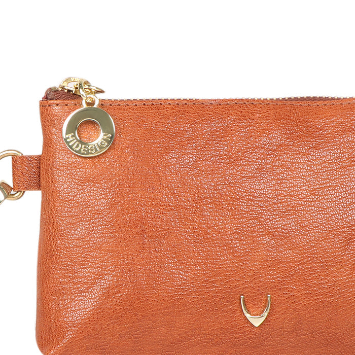 Merry Orange Leather Wrist Pouch