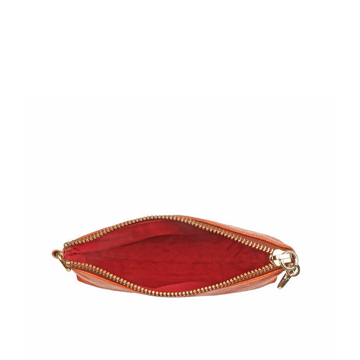 Merry Orange Leather Wrist Pouch