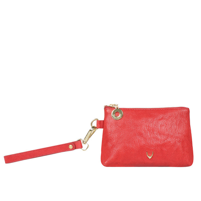 Merry Red Leather Wrist Pouch