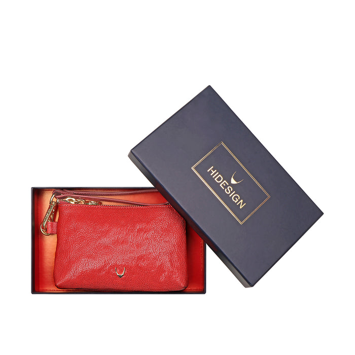 Merry Red Leather Wrist Pouch