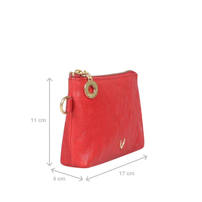 Merry Red Leather Wrist Pouch