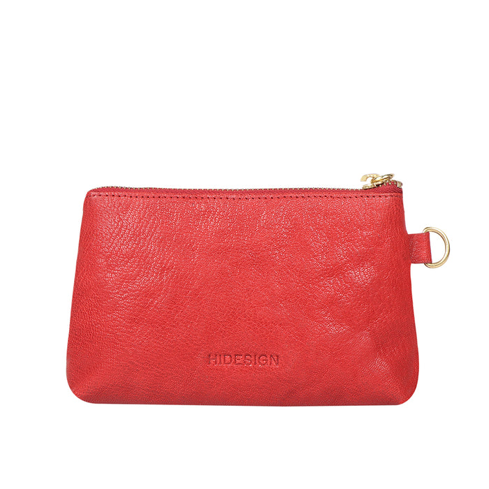 Merry Red Leather Wrist Pouch