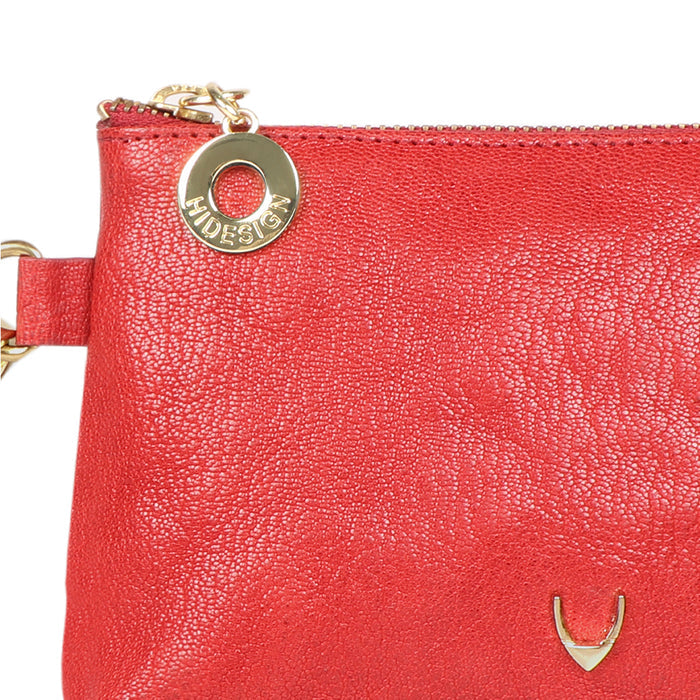 Merry Red Leather Wrist Pouch