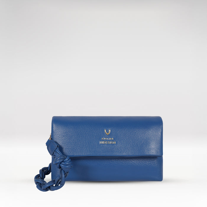 Milos-01 Blue Leather Shoulder Bag