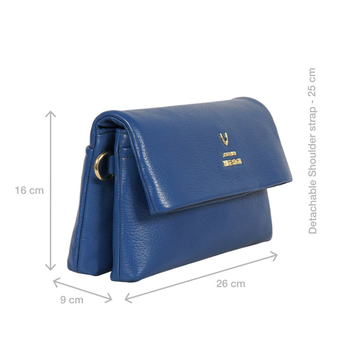 Milos-01 Blue Leather Shoulder Bag